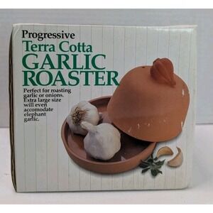 Progressive Terra Cotta Garlic Roaster XL Clay Dome Lid Vented GGR-425 NIB